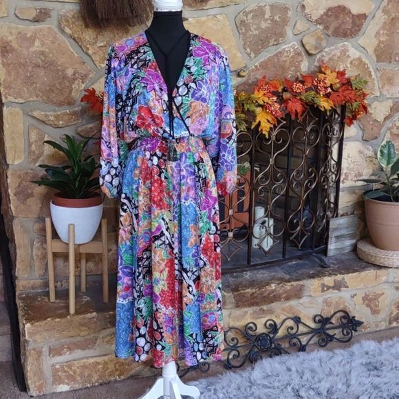 Vintage Diane‎ Freis Original Georgette Boho Maxi Dress - Picture 1 of 9